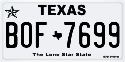 TX license plate BOF7699