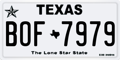 TX license plate BOF7979