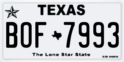TX license plate BOF7993