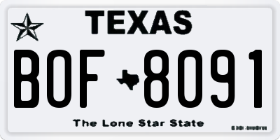 TX license plate BOF8091