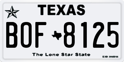 TX license plate BOF8125