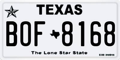 TX license plate BOF8168
