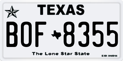 TX license plate BOF8355