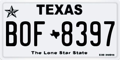 TX license plate BOF8397
