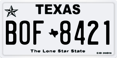 TX license plate BOF8421