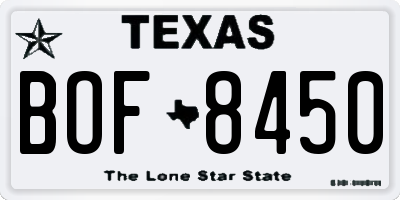 TX license plate BOF8450