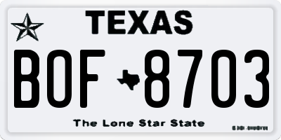 TX license plate BOF8703