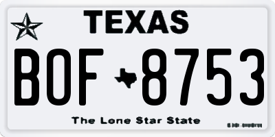 TX license plate BOF8753