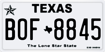 TX license plate BOF8845