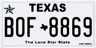 TX license plate BOF8869