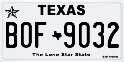 TX license plate BOF9032
