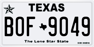 TX license plate BOF9049