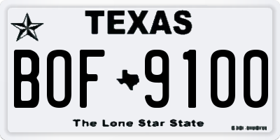 TX license plate BOF9100