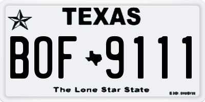 TX license plate BOF9111