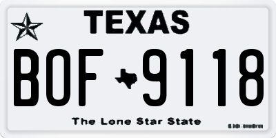 TX license plate BOF9118