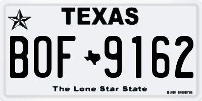 TX license plate BOF9162