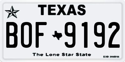 TX license plate BOF9192