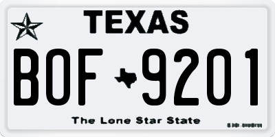 TX license plate BOF9201