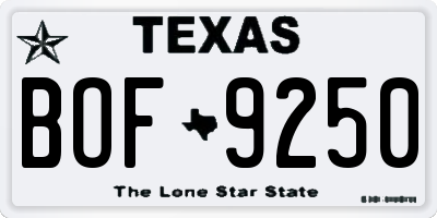 TX license plate BOF9250