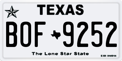 TX license plate BOF9252