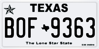 TX license plate BOF9363