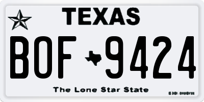 TX license plate BOF9424