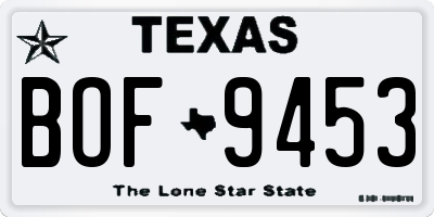 TX license plate BOF9453