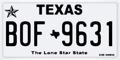 TX license plate BOF9631