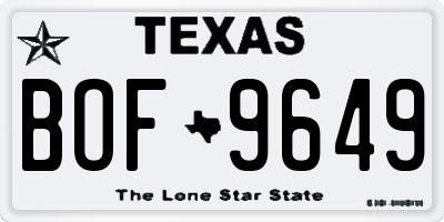 TX license plate BOF9649