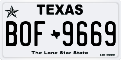 TX license plate BOF9669