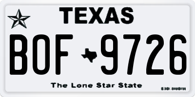 TX license plate BOF9726