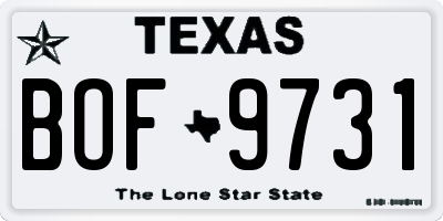 TX license plate BOF9731