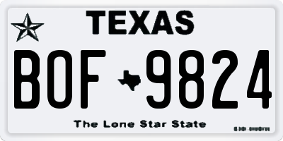 TX license plate BOF9824