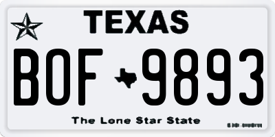 TX license plate BOF9893