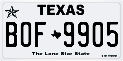 TX license plate BOF9905