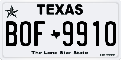TX license plate BOF9910