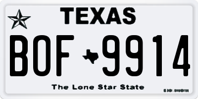 TX license plate BOF9914