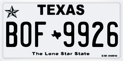 TX license plate BOF9926