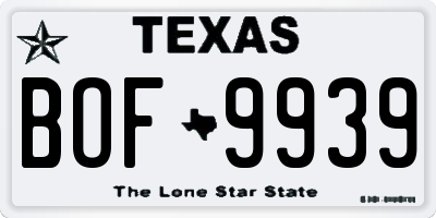 TX license plate BOF9939