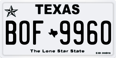 TX license plate BOF9960