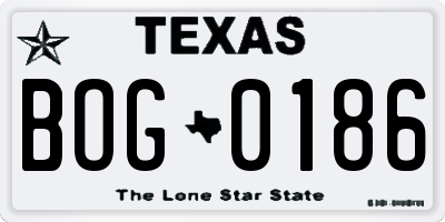 TX license plate BOG0186