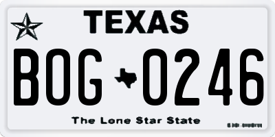 TX license plate BOG0246