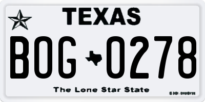 TX license plate BOG0278