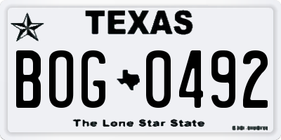 TX license plate BOG0492