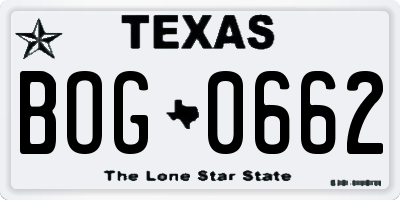 TX license plate BOG0662