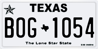 TX license plate BOG1054