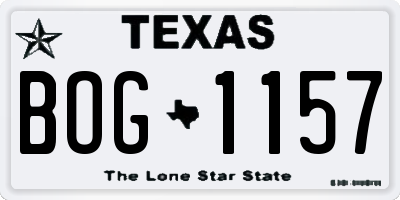 TX license plate BOG1157