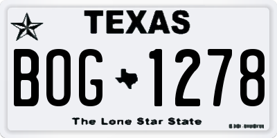 TX license plate BOG1278