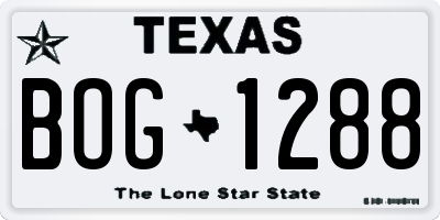 TX license plate BOG1288