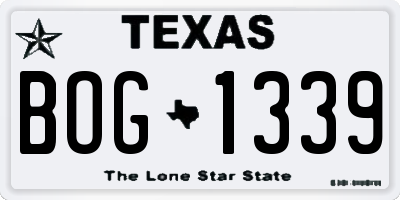 TX license plate BOG1339